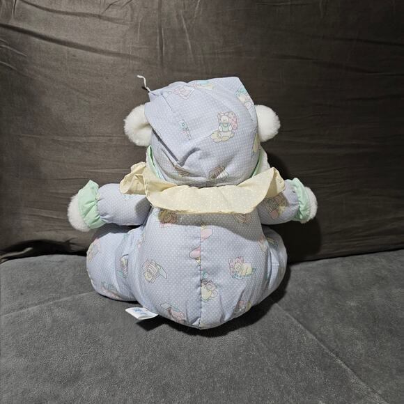 Well Made 1994 Bear Plush Pastel Sleeping Cap Teardrop Eyes Blue Green Yellow - Picture 4 of 6